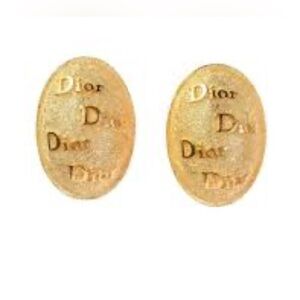 Dior Embossed Gold Oval Earrings